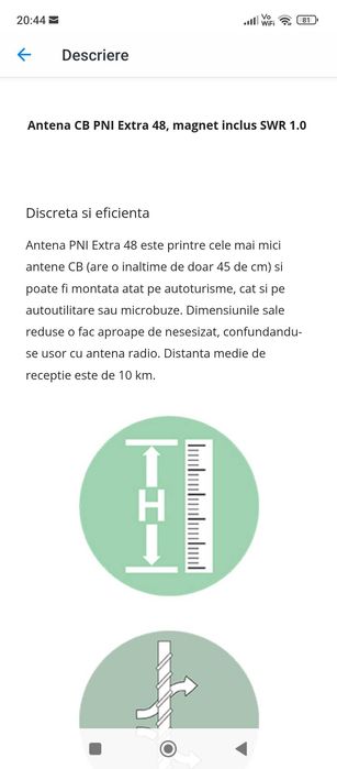 Antena statie auto PNI Extra 48 calibrata