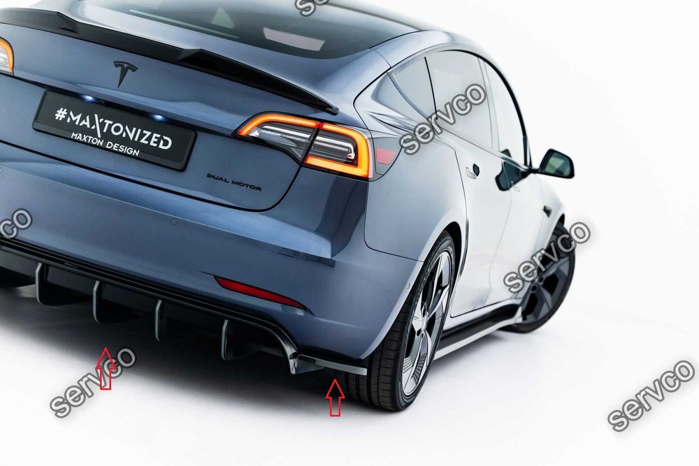 Pachet Set Splitter Exterior Lip Prelungiri Body kit tuning Tesla Model 3 2017-2023 v4 - Maxton Design