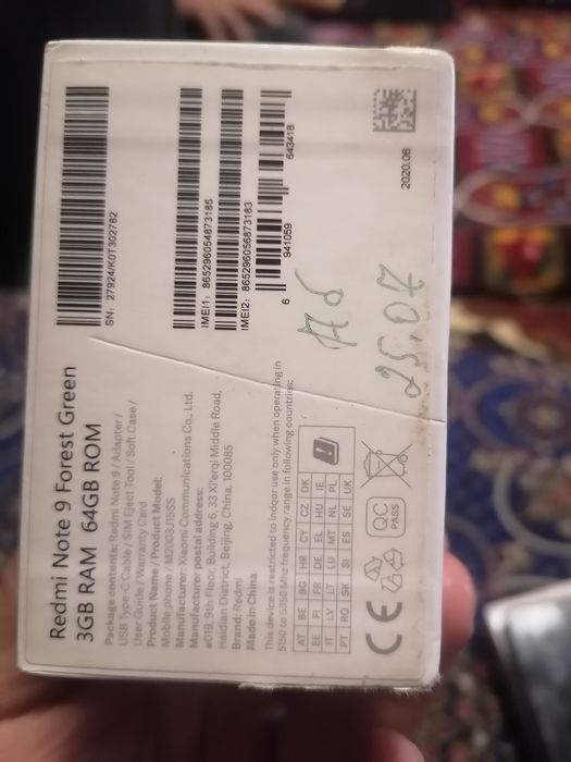 REDMI NOT 9 BOR yangi karopka dakument
