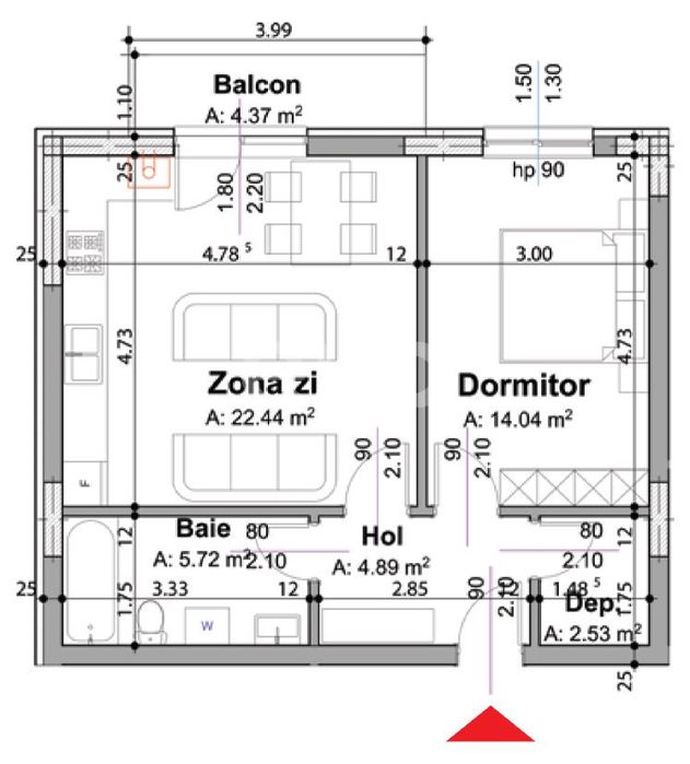 Finalizat | Apartament tip studio cu 2 camere | Arena Trivale | Etaj 1