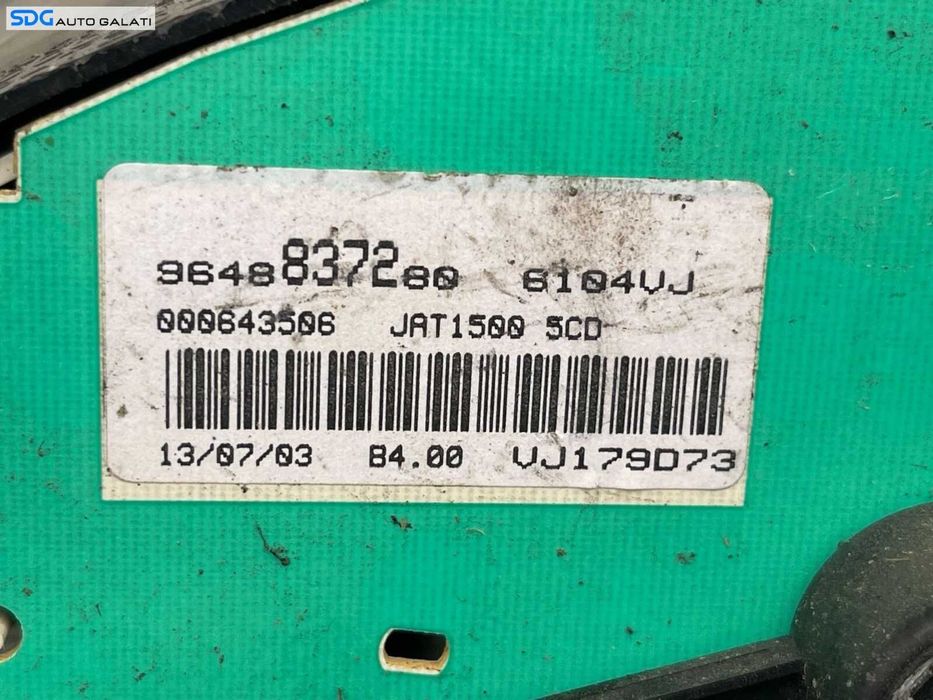 Ceas Ceasuri Cluster Instrumente Bord Peugeot 206 2.0 HDI 1998 - 2012 Cod 9648837280 [B2955]