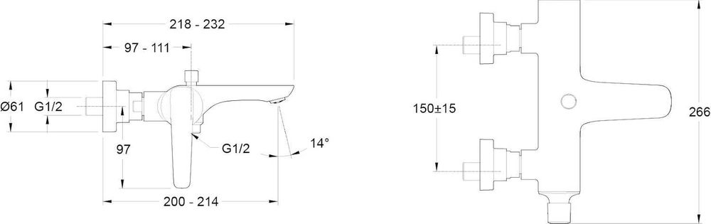Смесител за вана/душ стенен хром – Jacob Delafon Aleo+ E72319-CP