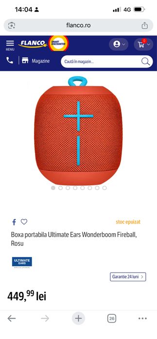 Boxa portabila Ultimate Ears Wonderboom Fireball