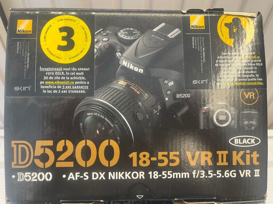 Nikon D5200 + Obiectiv Nikon AF-S DX Nikkor 18-55mm VR II – Kit complet
