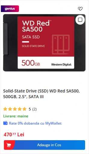 Solid State Laptop Consola Western Digital SSD WD 500GB 2.5" 7mm SATA3