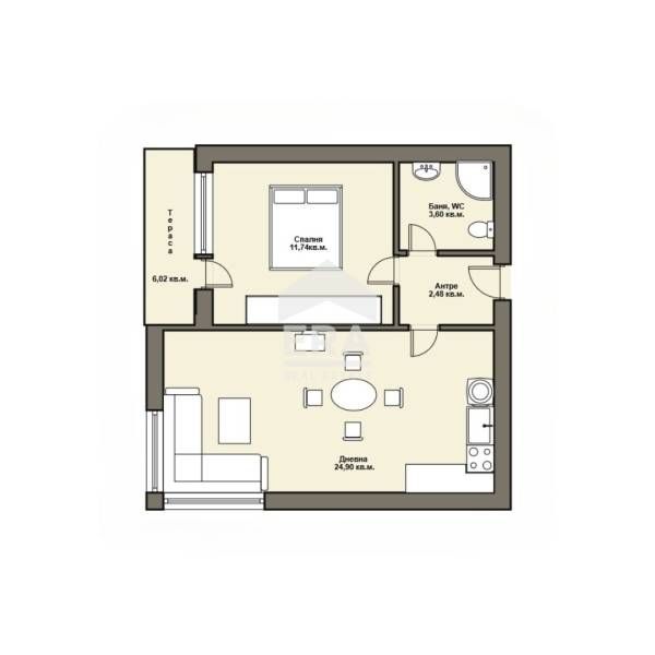 Двустаен апартамент в новострояща се кооперация в кв."Владиславово" за