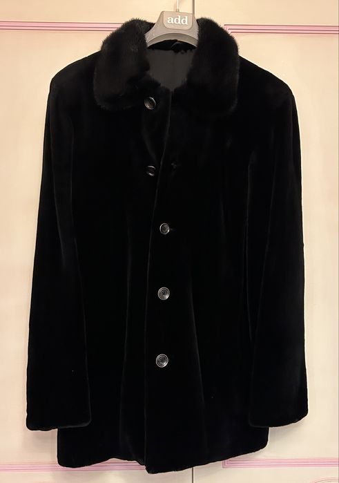 Шуба, стриженая норка блэк лама