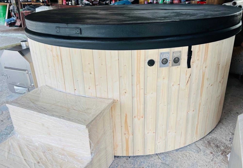 Ciubăr rotund XXL–10persoane–Aeromasaj,LED,izolație–Transport GRATUIT!