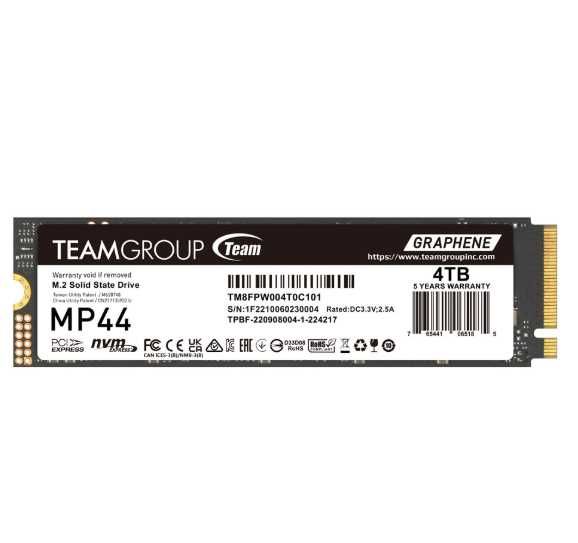 SSD 4TB TEAM GROUP TM8FP4004T0C101, М.2, PCI-e 4.0 7000 МБ\сек безторг
