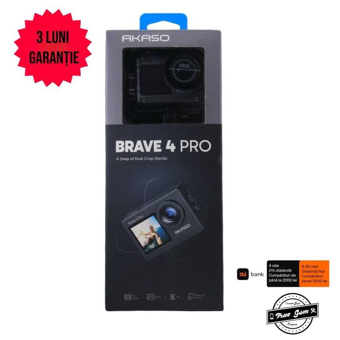 Camera Actiune AKASO Brave 4 Pro 4K Black | TrueGSM