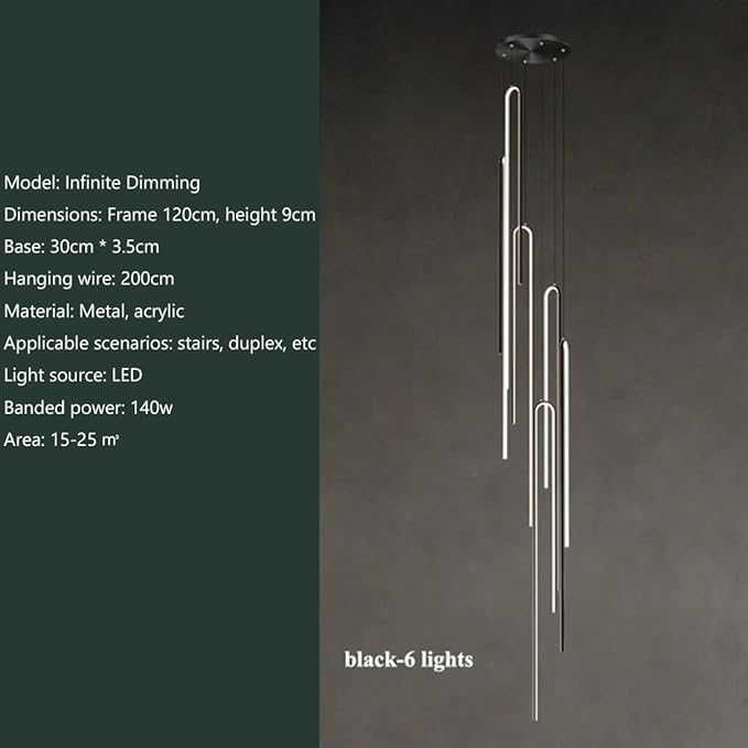 LED ЛЕД геометрична дълга висяща лампа димируема, модерна висяща