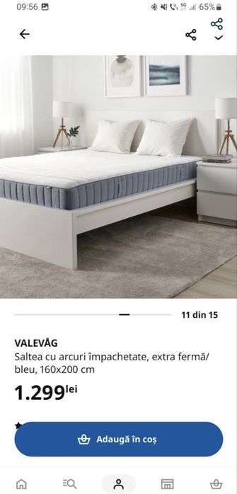 Saltea IKEA model Valevag cu arcuri impachetate, 160x200
