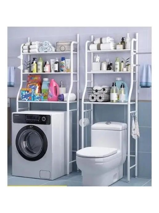 Стеллажи над стиральной машиной и унитаз