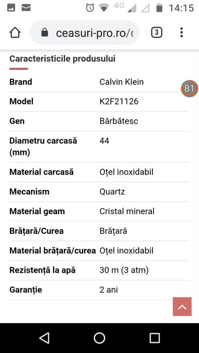 Ceas Calvin Klein