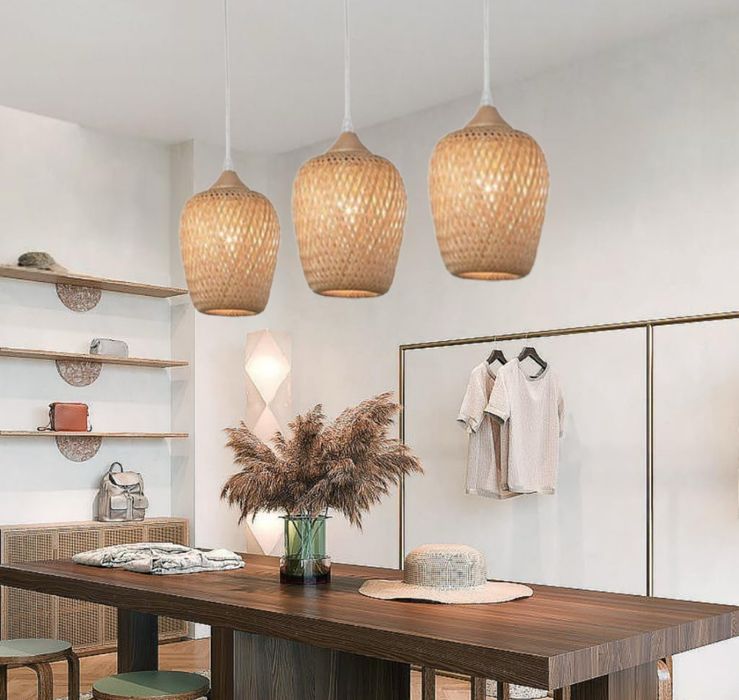 Дървен бамбуков полилей 3 часто