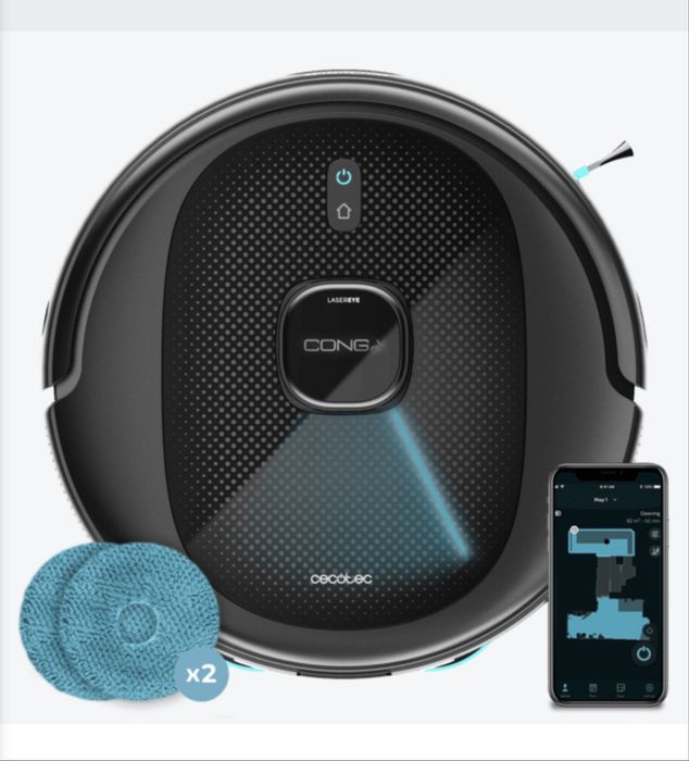 !!!Нова!!! Прахосмукачка робот с изкуствен интелект Cecotec Conga 9990 AI Spin Revolution Ultra Power с интелигентна лазерна навигация 4 в 1