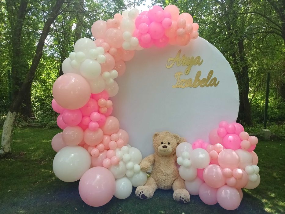 Aranjamente botez/cristelnita Arcada baloane Photocorner Decor baloane majorat Panou foto gender reveal