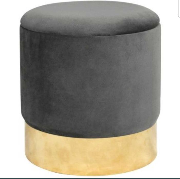 Scaun puf din catifea gri