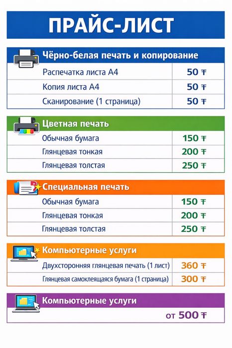 Распечатка цветная черно-белая