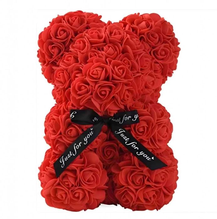 Плюшено мече с LED рози - романтичен подарък 25 см