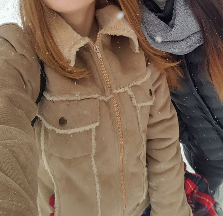 Geaca cu blana maro mărimea S/M