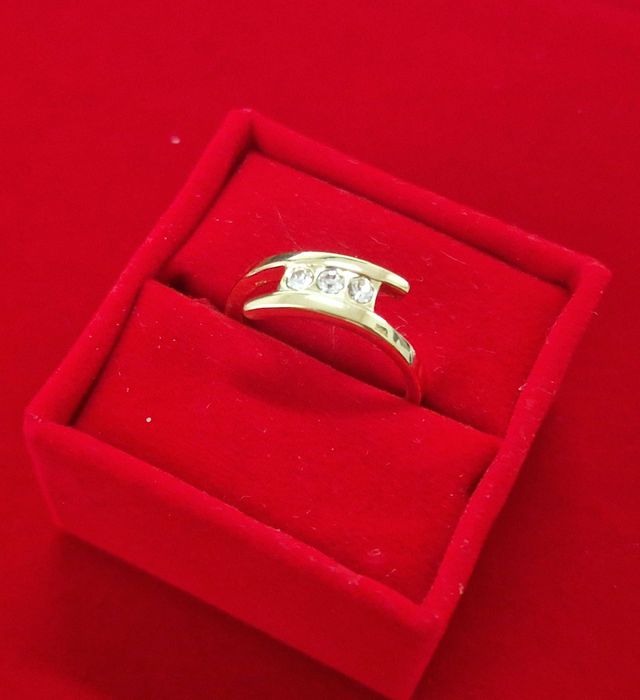 GR101, inel placata ur 14k, model logodna, zirconii albe, superb