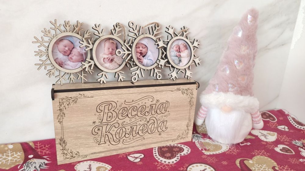 Персонализирани дървени играчки за елха със снимка