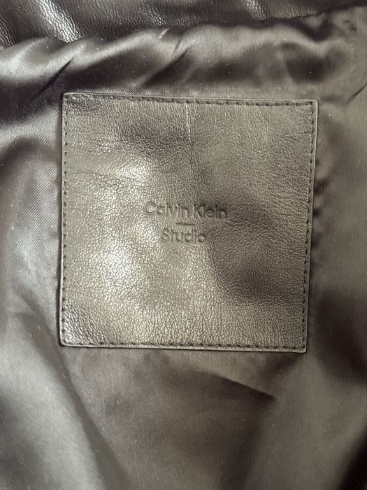 Calvin Klein Studio Leather Nylon Puffer Jacket - Style 40EM674