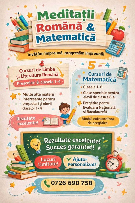Meditatii la Limba si Literatura Romana, Matematica si Chimie