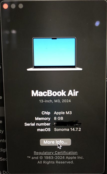 MacBook Air M3 2024 8/256
