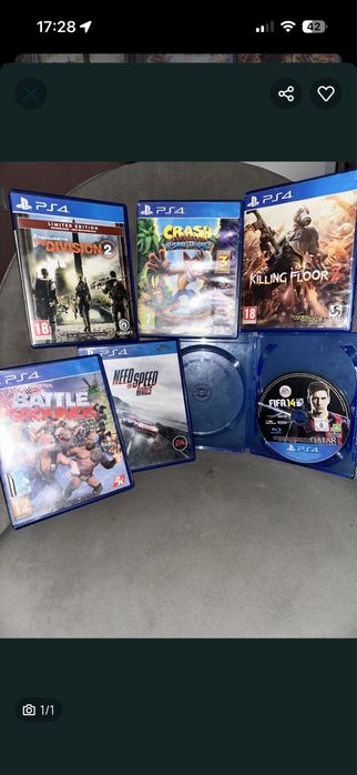 PS4 SLIM 1TB + 2 джойстика + 6 игри – за ремонт/части (Игрите може и по отделно)