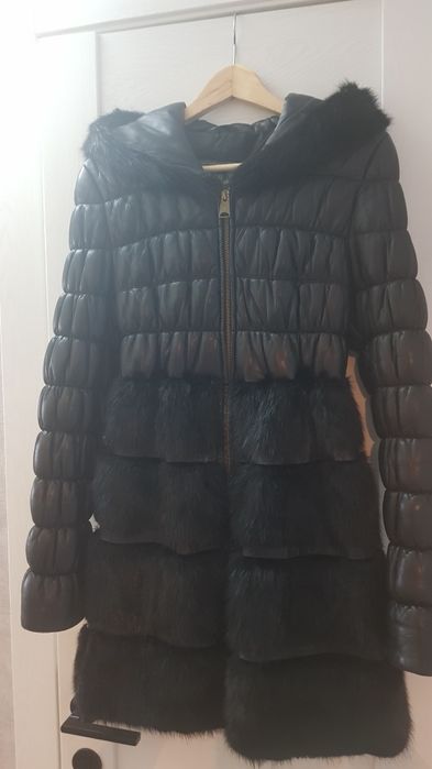 Зимний пуховик! Кожа+норка