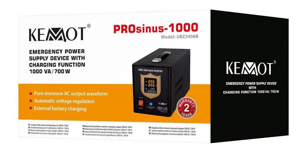 UPS cu Sinus Pur de 700W, pentru centrale termice, Kemot ProSinus, pen