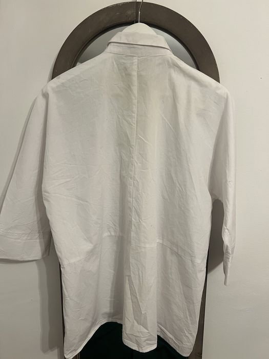 Camasa lunga alba, maneci 3/4, eleganta din bumbac Sinsay