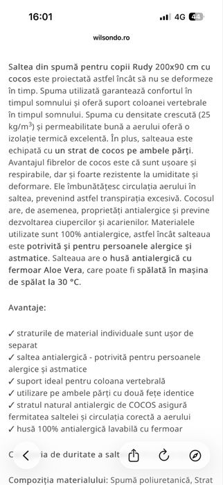 Vand pat nou din lemn cu slatea 90/200