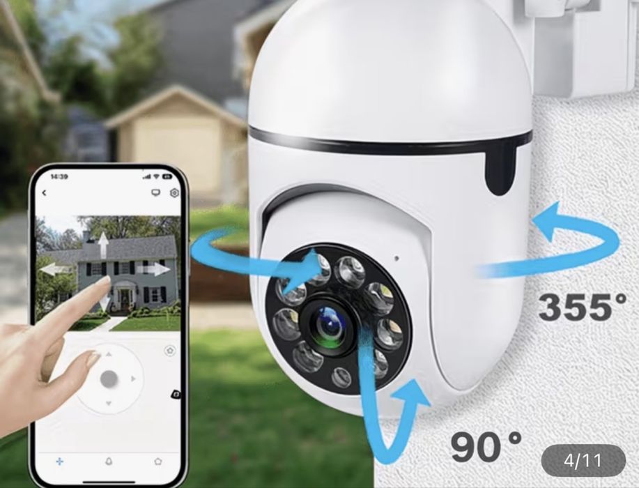 Smart Wi-Fi камера, 360 градуса, Нощно виждане, Микрофон, Аларма