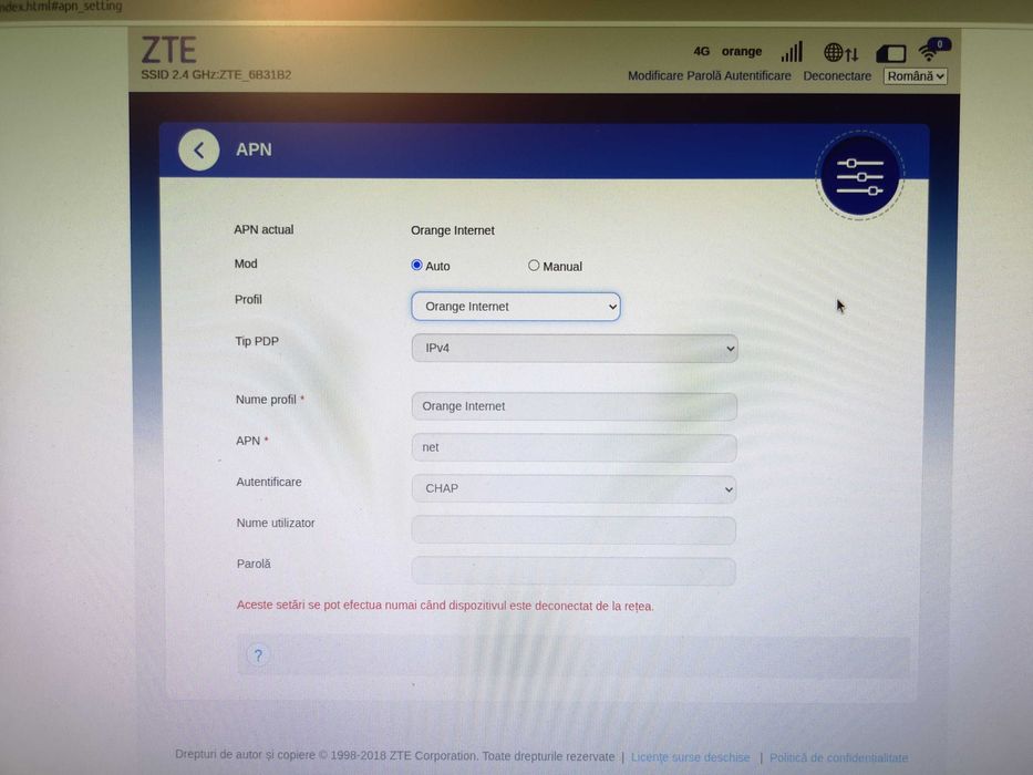 Router Wireless  ZTE MF283V Single-band 2.4 GHz 4G White cu antene