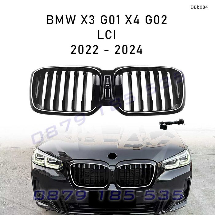 Светещи LED бъбреци BMW G01 G02 LCI черен гланц DBb084 тунинг предни решетки за бмв х3 х4 фейслифт