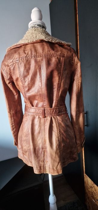 Jacheta piele naturala cu guler de blana femei