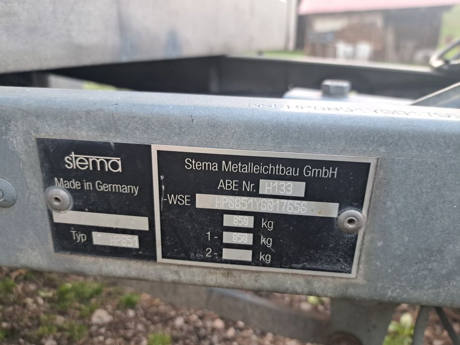 Remorca Stema 850kg cu sistem frânare