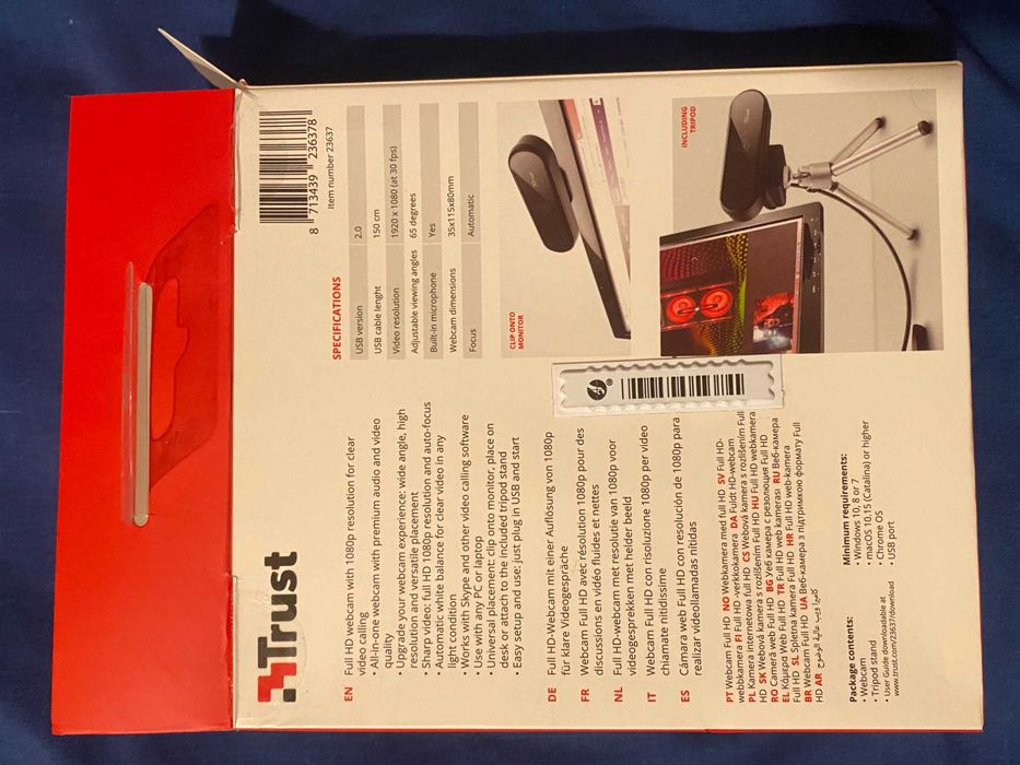 Camera web Trust Tyro, FullHD 1080p, microfon, tripod