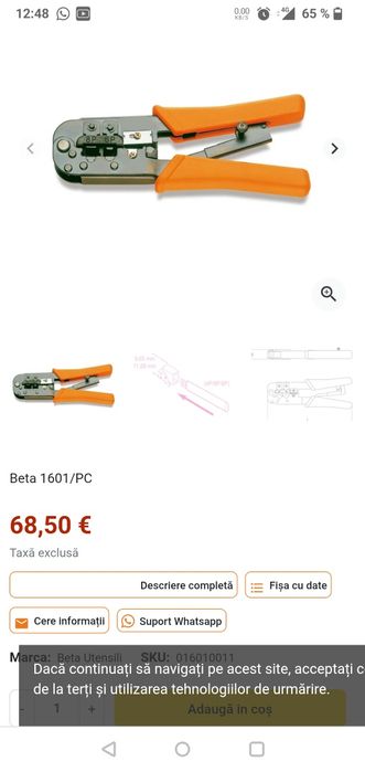 Clește de sertizat Beta 1601/pc