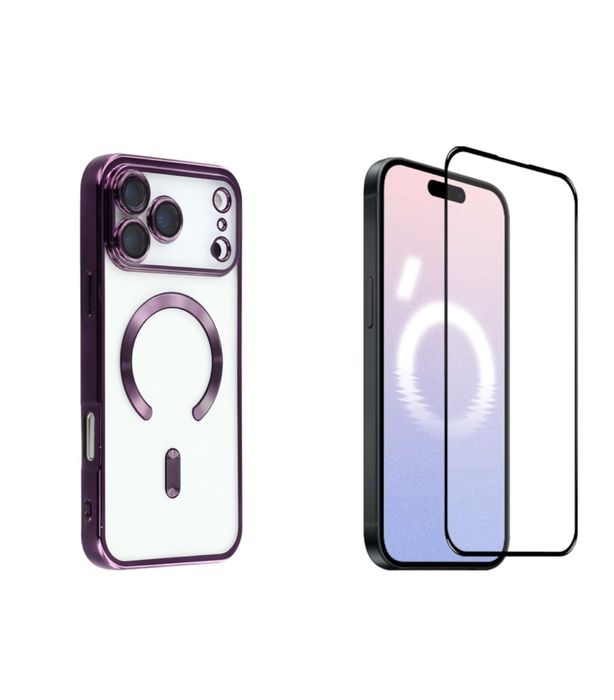 Iphone 17 AIR PRO MAX Husa Cercle Magsafe + Folie Sticla Clear Edge