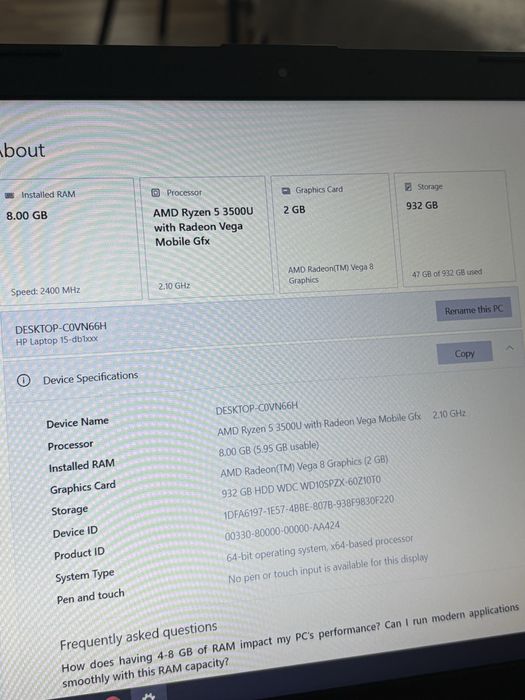 Laptop Hp ryzen 5     1Tb
