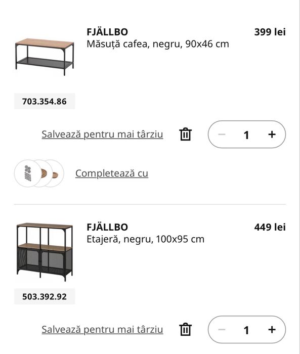 Măsuță cafea și etajeră Fjallbo / IKEA