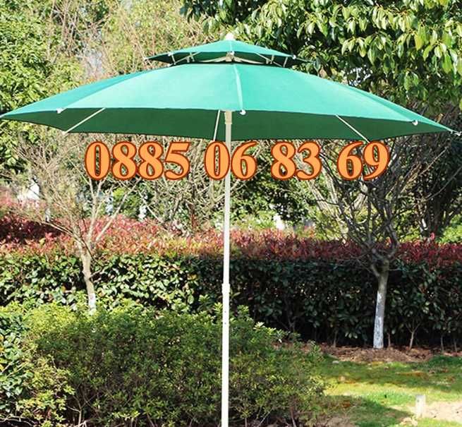 Плажен чадър с двоен покрив, ВЕТРОУСТОЙЧИВ, чадър с отвор за вятър