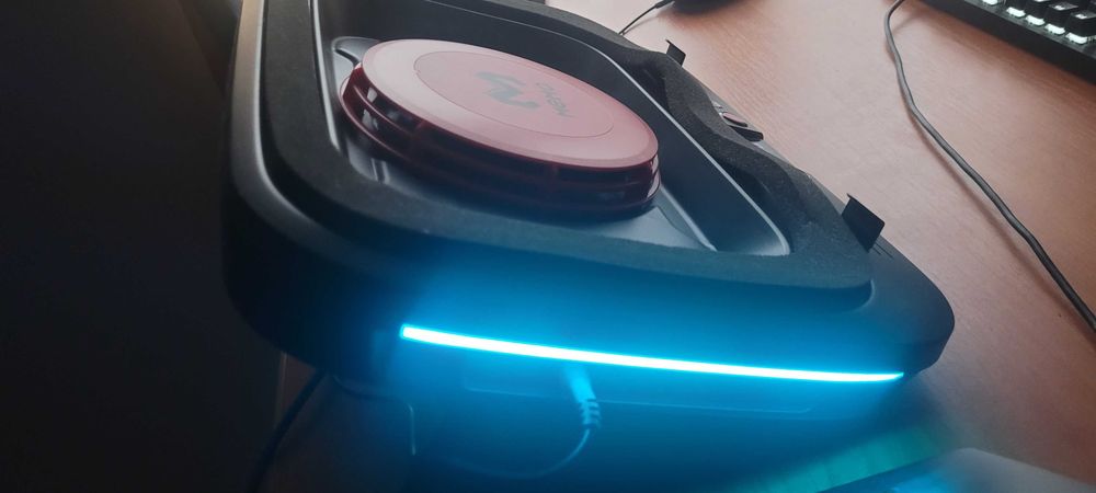 RGB Cooler/Racitor Laptop "Memo" 2420 RPM + Sursa Alimentare 12V | Compatibil cu Laptop-uri 14-17.3 Inch