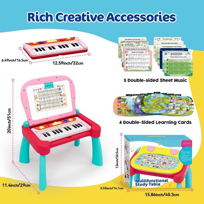 TERRAMUS 3-в-1 образователна играчка с 24-клавишна клавиатура за пиано