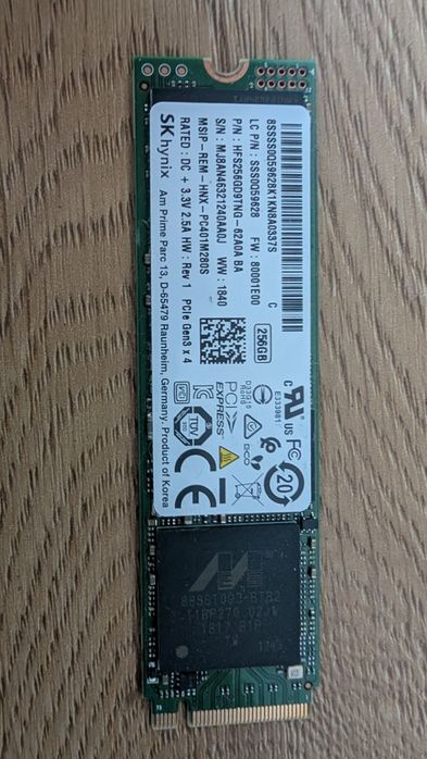 SSD M.2 NVMe 256GB SK hynix PC401 (PCIe Gen3 x4)