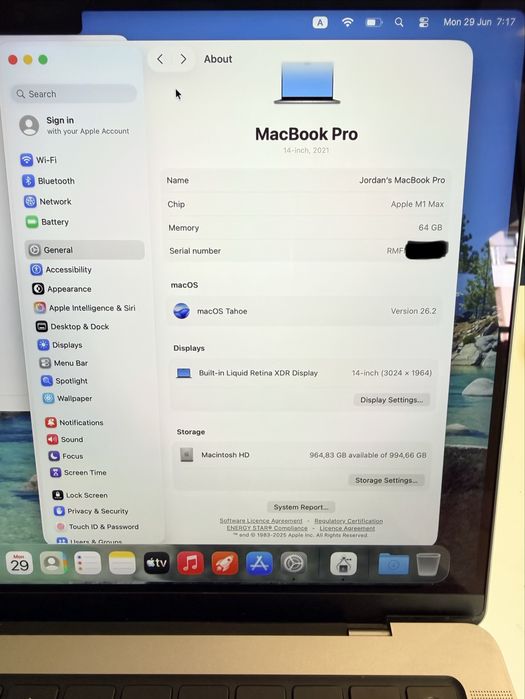 Macbook  Pro 14 M1 Max, 64Gb RAM, 1TB SSD *Перфектен*